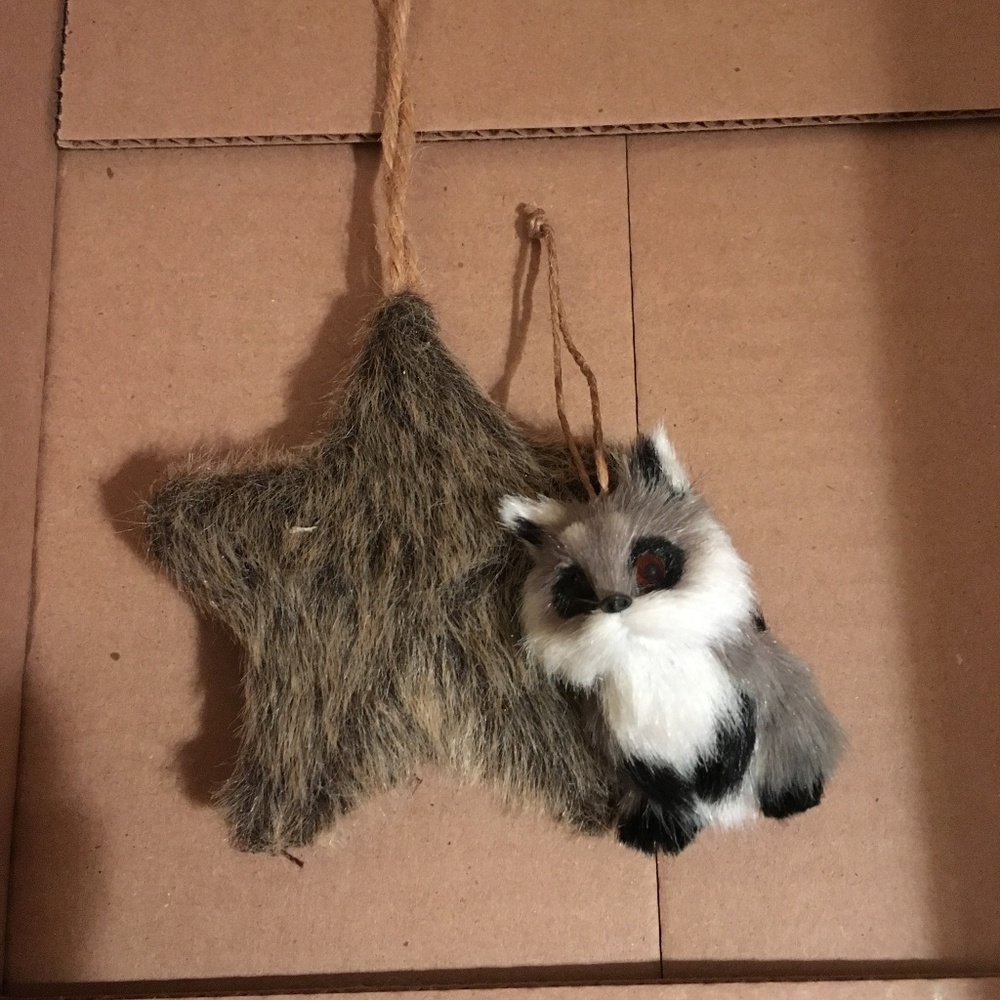 Rustic Faux Fur Ornaments (Star and Raccoon)
